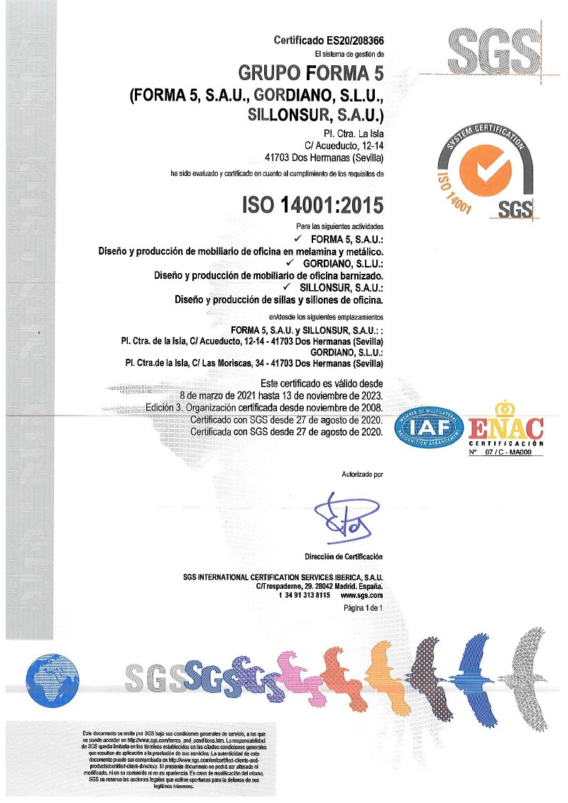 FORMA 5 Certificado ISO14001